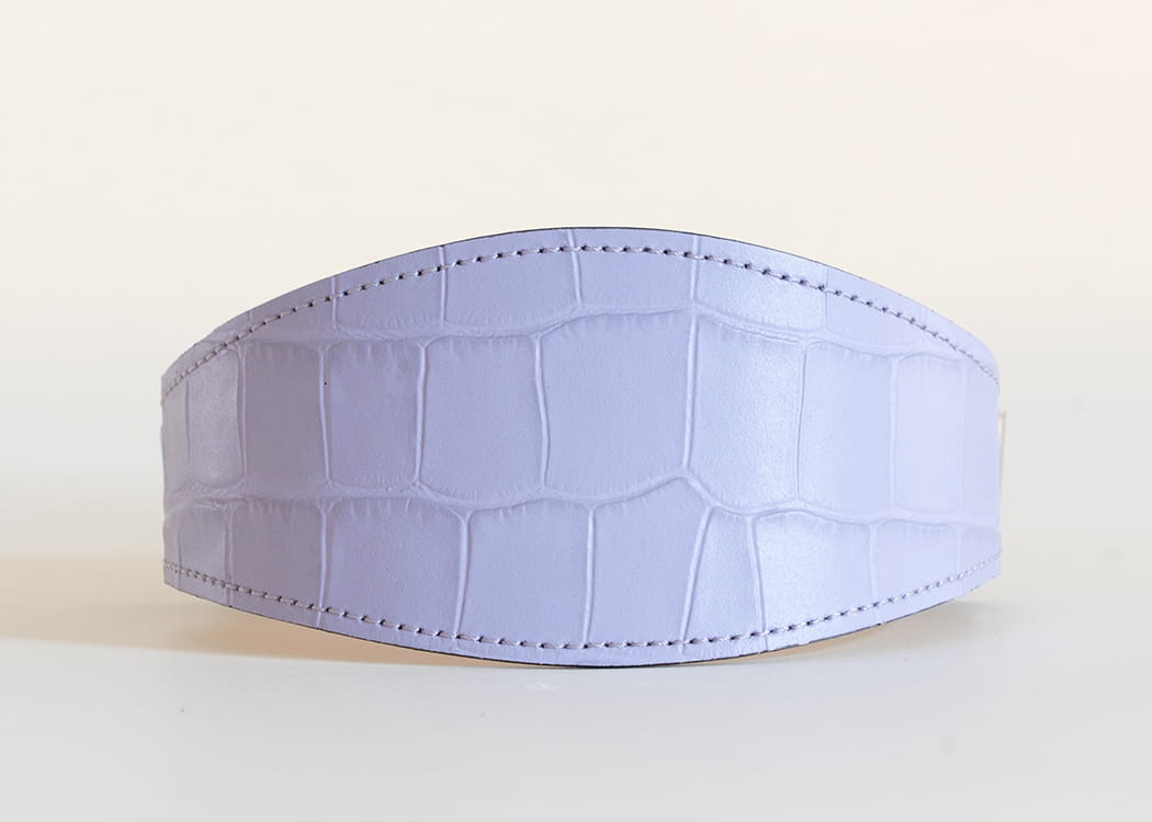 Nanga - skórzana obroża dla chartów w kształcie "rybki", kolor Lavender croco 