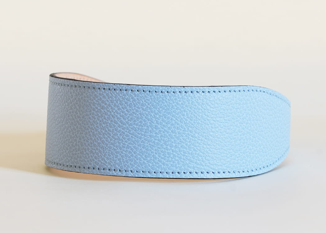 Albula - skórzana obroża dla chartów, w kolorze Light Blue